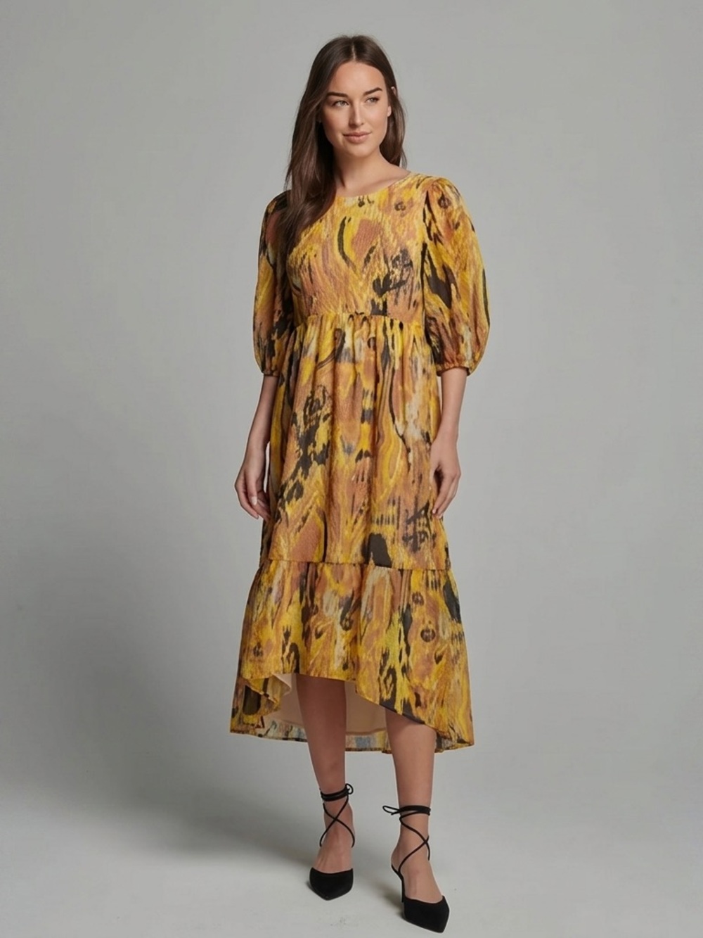 SUNDAYS by We are Sundays NWT Bea Ikat Dress in Natural Yellow Multi XS